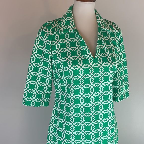 [Katherine Way] Green/White Pattern Dress - Size Small - Picture 2 of 4